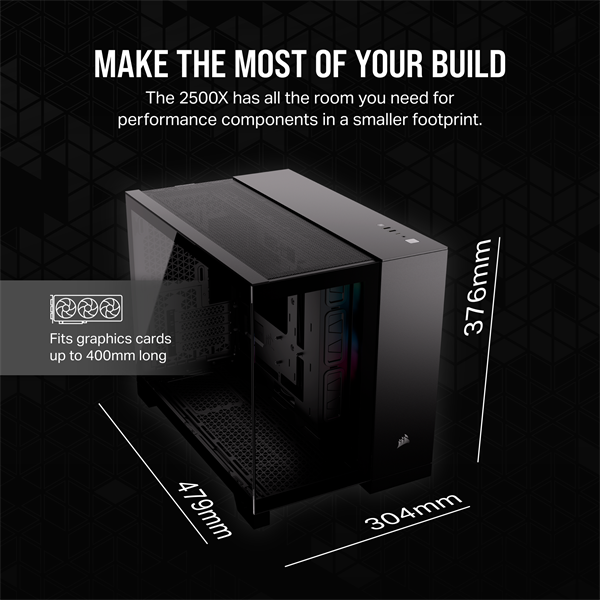 CORSAIR Ház Micro-ATX iCUE LINK 2500X RGB, Tápegység nélkül, Edzett Üveg, fekete - Image 6