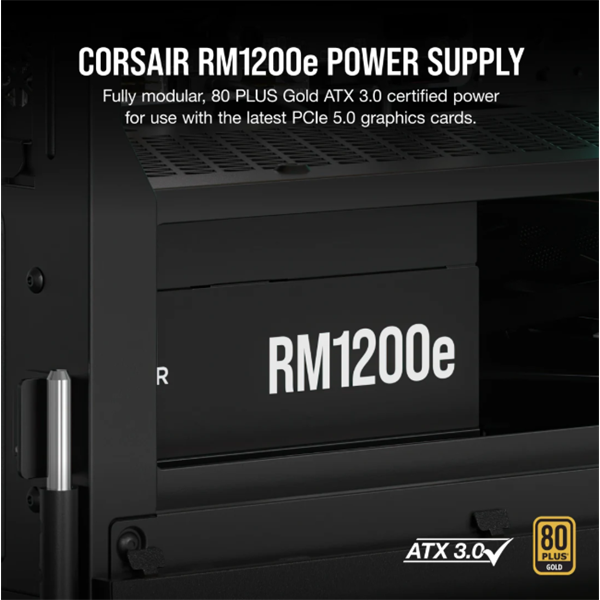 CORSAIR Tápegység Moduláris, RM1200e, 1200W, 14cm, ATX3.1, 80+ Gold - Image 2