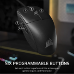 CORSAIR Vezetékes Egér Gaming, M55 Lightwight, 6 programozható gomb, Ultra-könnyű, 16000dpi, fekete - Image 6