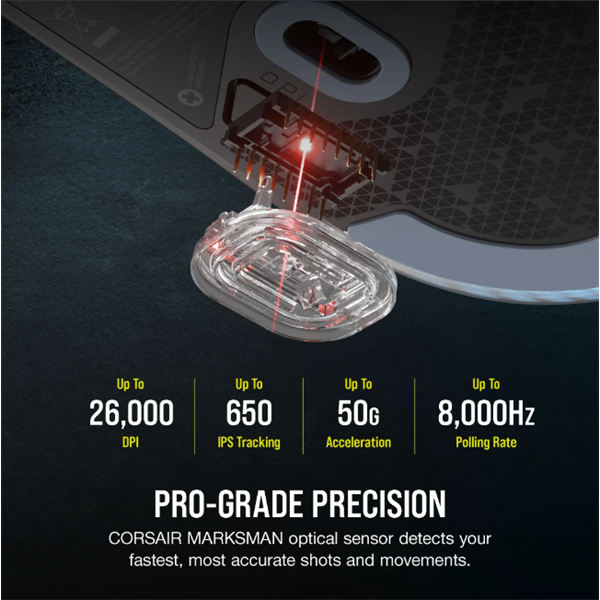CORSAIR Vezetékes Egér Gaming, M75 RGB, Ultra-könnyű, RGB Világítás, 26000dpi, fekete - Image 3