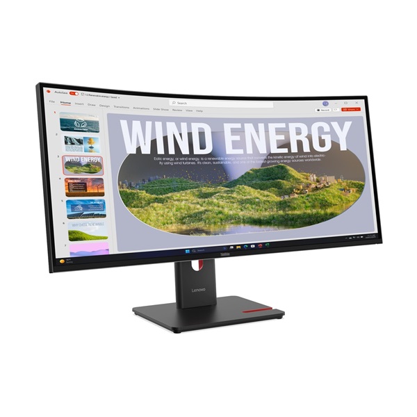 LENOVO Monitor - ThinkVision T34WD-40, 34" WQHD 3440x1440 VA, 21:9, 3000:1, 300cd/m2, 4ms, USB A-C, DP, HDMI, RJ45 - Image 2