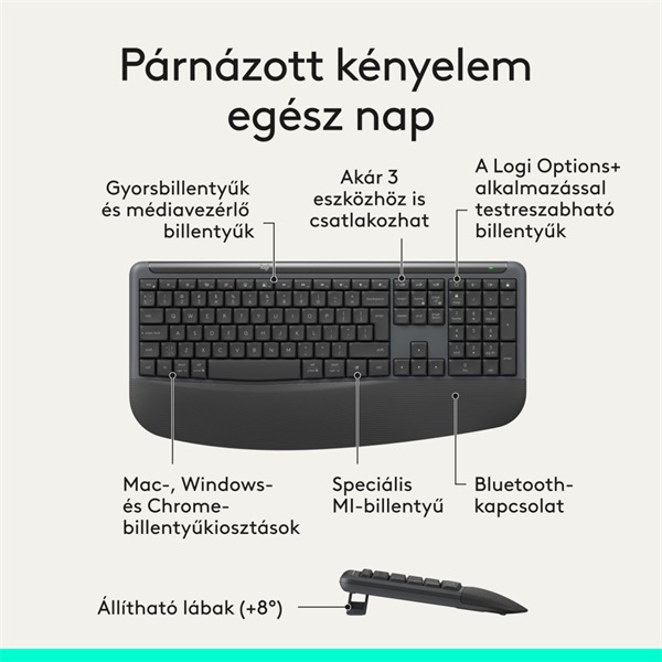 LOGITECH Billentyűzet + egér - MK880 Signature Comfort Plus Vezeték Nélküli Combo, HUN - Image 2