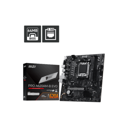 MSI Alaplap AM5 PRO A620AM-B EVO AMD A620, mATX