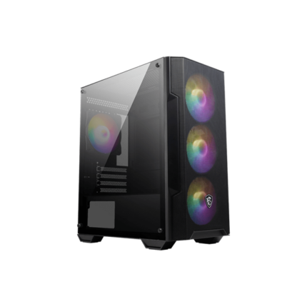 MSI Ház Micro ATX FORGE M100A, 4xA-RGB ventilátor, Tápegység nélkül, üvegfalú, fekete