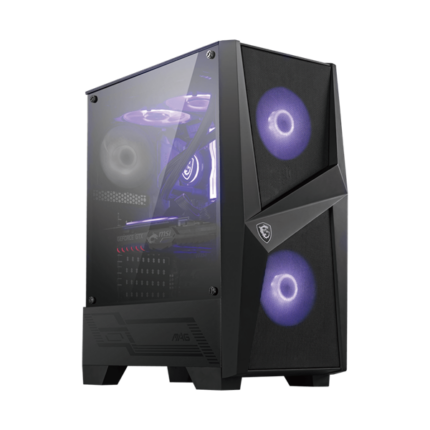 MSI Ház Midi ATX FORGE 100M, 2xARGB ventilátor, Tápegység nélkül, üvegfalú, fekete