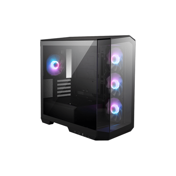 MSI Ház Micro ATX PANO M100R PZ, 4xARGB ventilátor, Tápegység nélkül, üvegfalú, fekete - Image 1