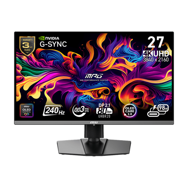 MSI Monitor GAMING MPG 272URX QD-OLED 26,5" UHD 3840x2160, 240Hz, 150000:1 CR, 250cd/m2, 0,03ms, 2x HDMI, DP, USB-C - Image 1